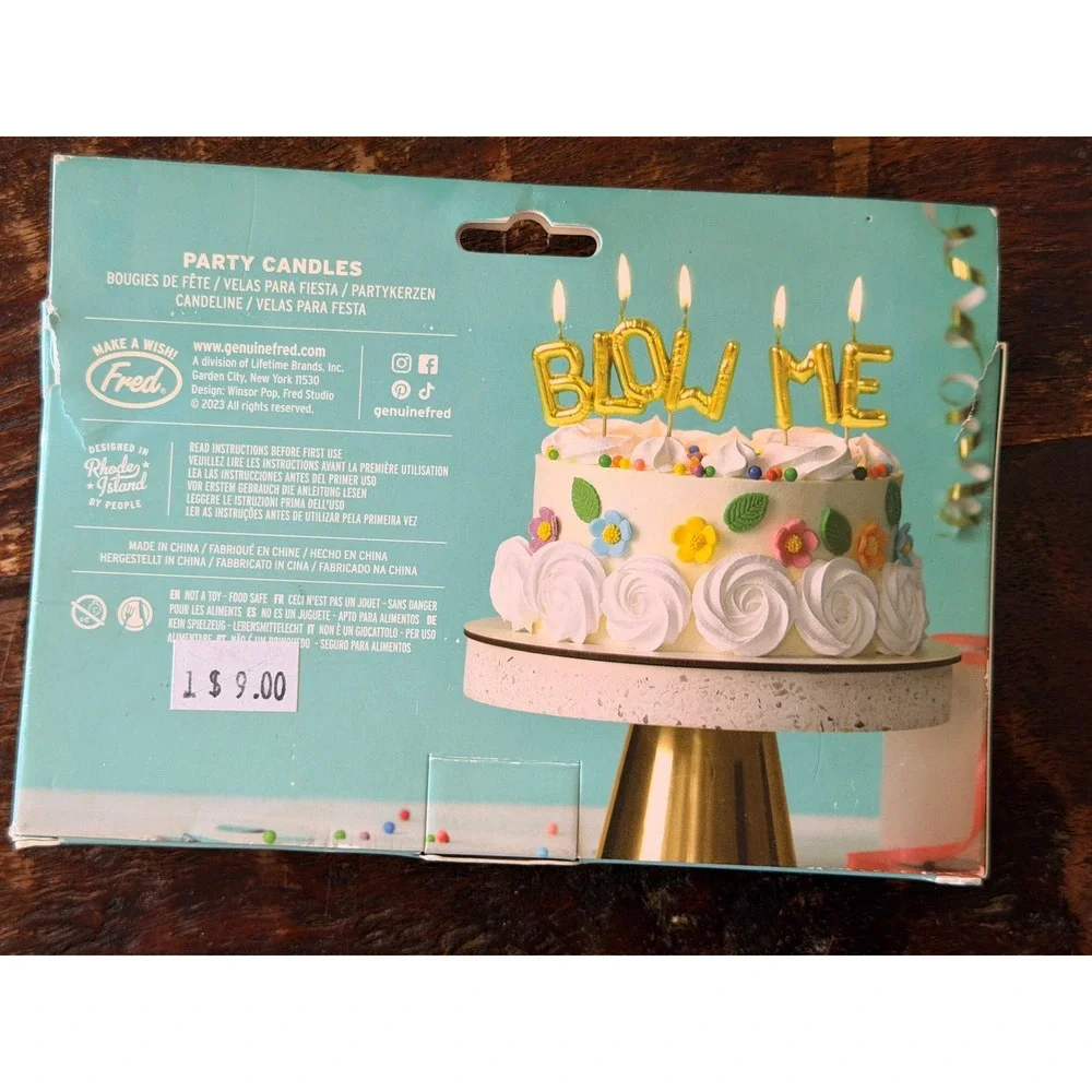 Genuine Fred Blow Me Party Candles Gold Good Balloon Style Funny Cake Decor
